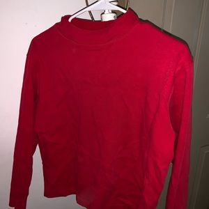Red long sleeve semi-turtleneck